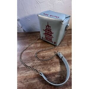 Bam Forever Chinese Food Silver Takeout Box Purse Crossbody Handbag